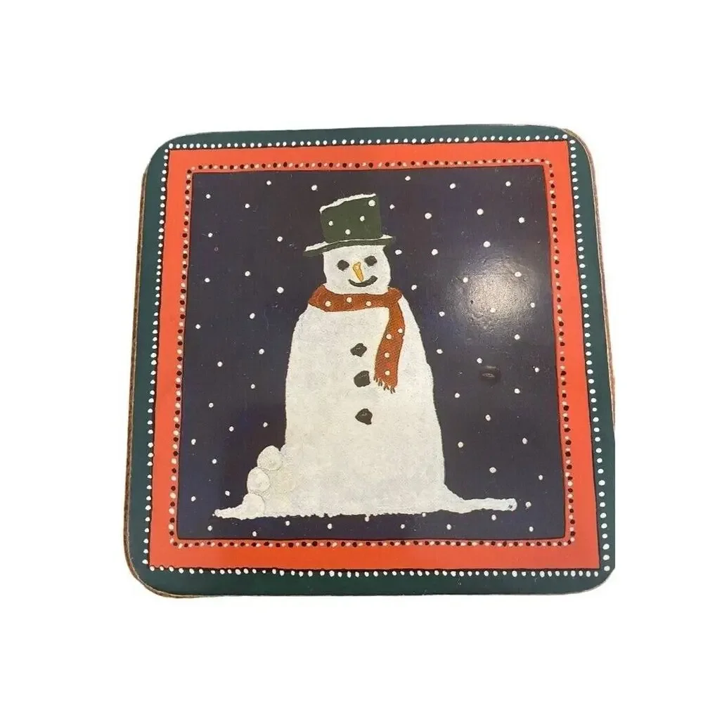 Set of 4 Pimpernel Christmas Coasters Santa Snowman Stocking Pudding
